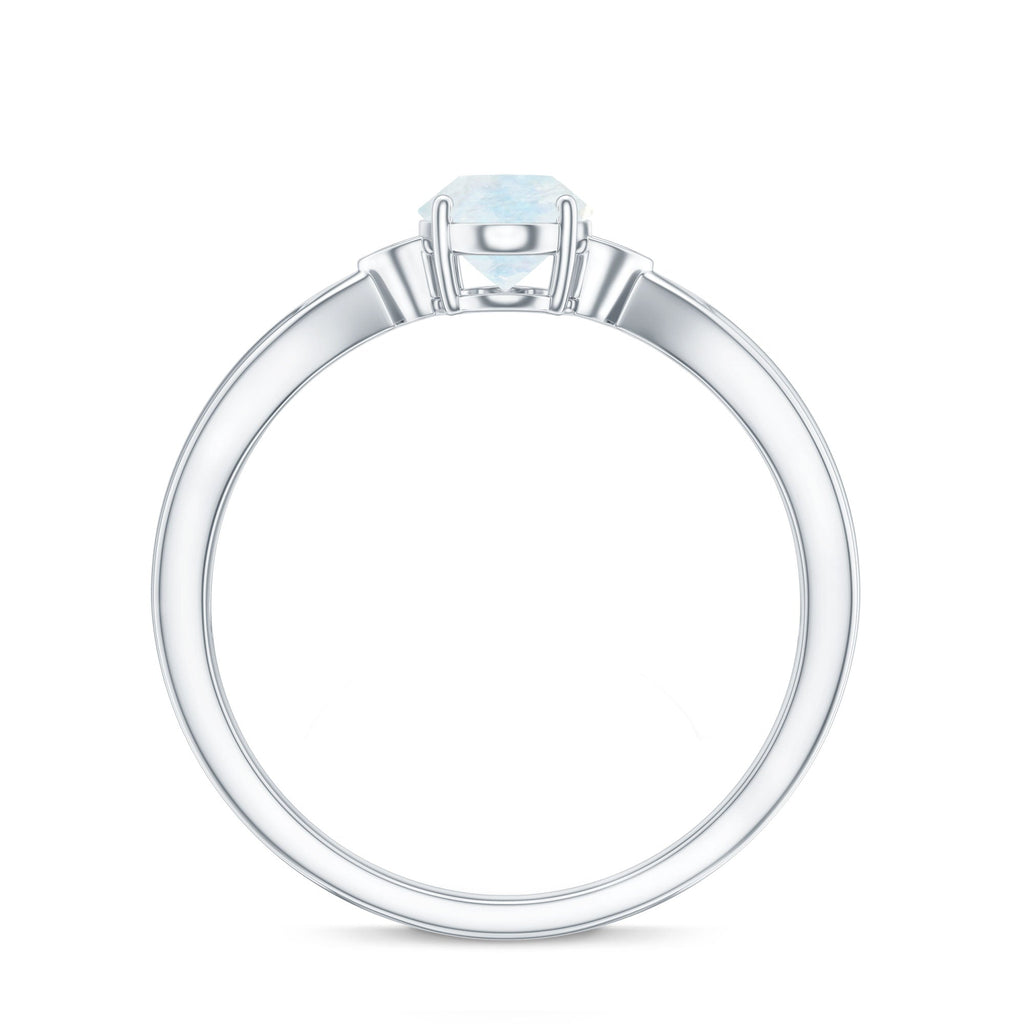 0.6 Carat Oval Cut Moonstone Solitaire Ring with Diamond