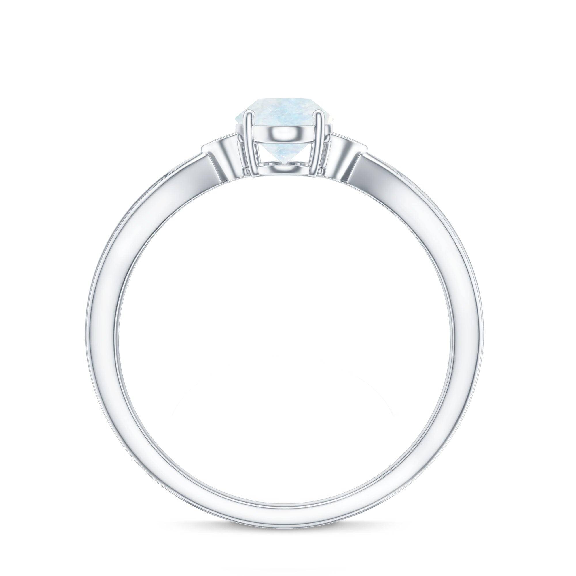 0.6 Carat Oval Cut Moonstone Solitaire Ring with Diamond