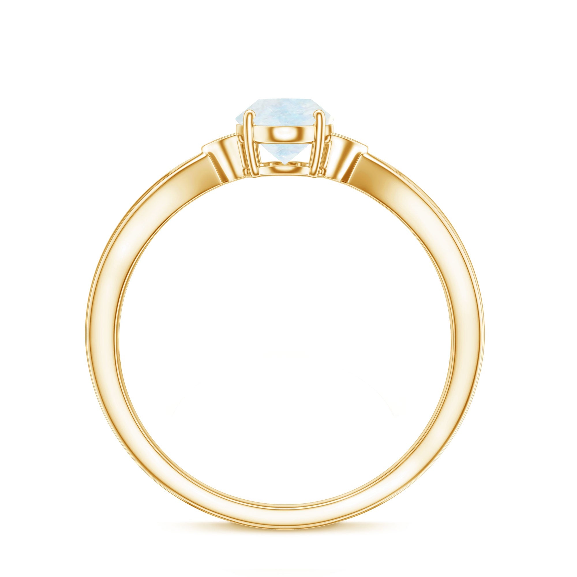 0.6 Carat Oval Cut Moonstone Solitaire Ring with Diamond