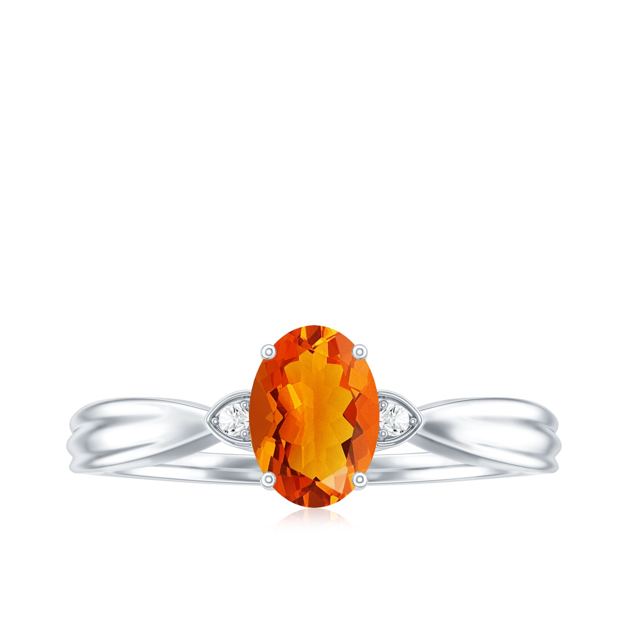 0.6 Carat Oval Shape Fire Opal Engagement Ring with Diamond