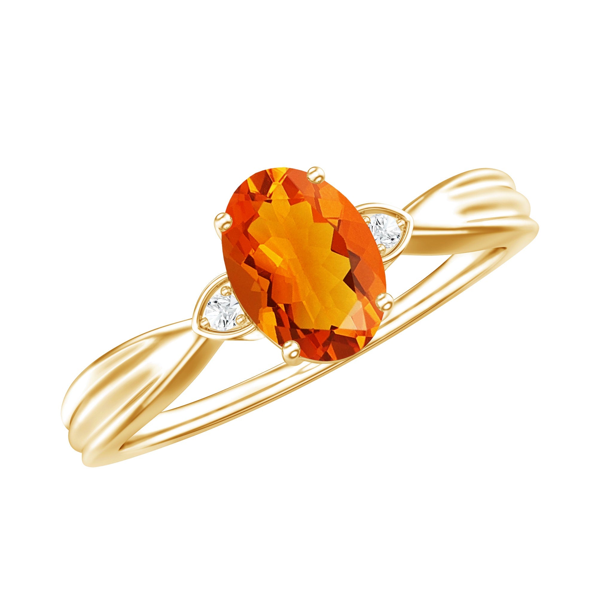 0.6 Carat Oval Shape Fire Opal Engagement Ring with Diamond | Rings | Wiccan Center