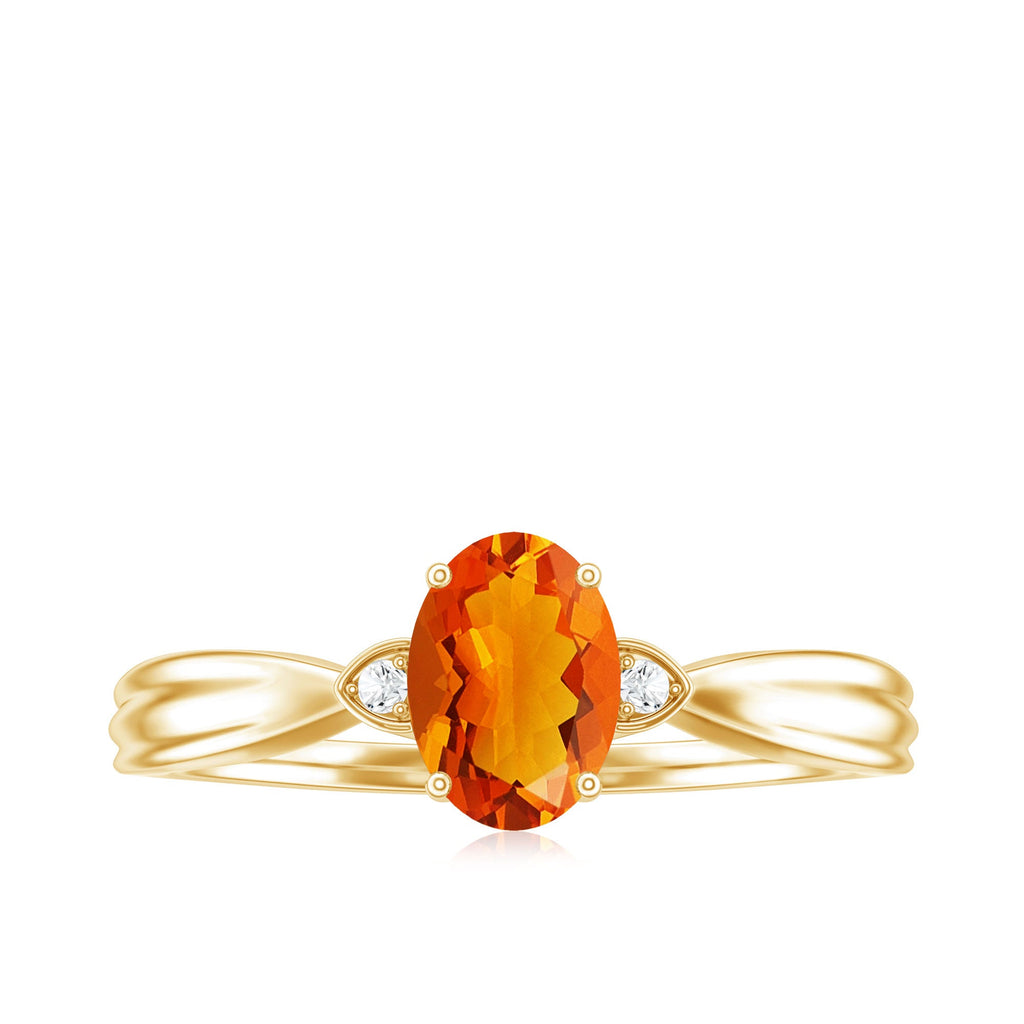 0.6 Carat Oval Shape Fire Opal Engagement Ring with Diamond