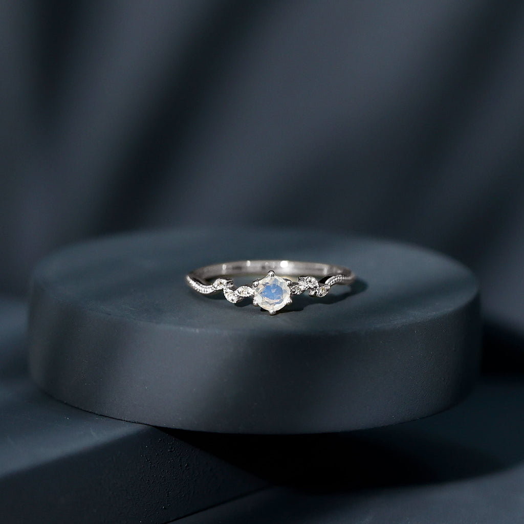 Nature Inspired Moonstone Diamond Promise Ring for Women