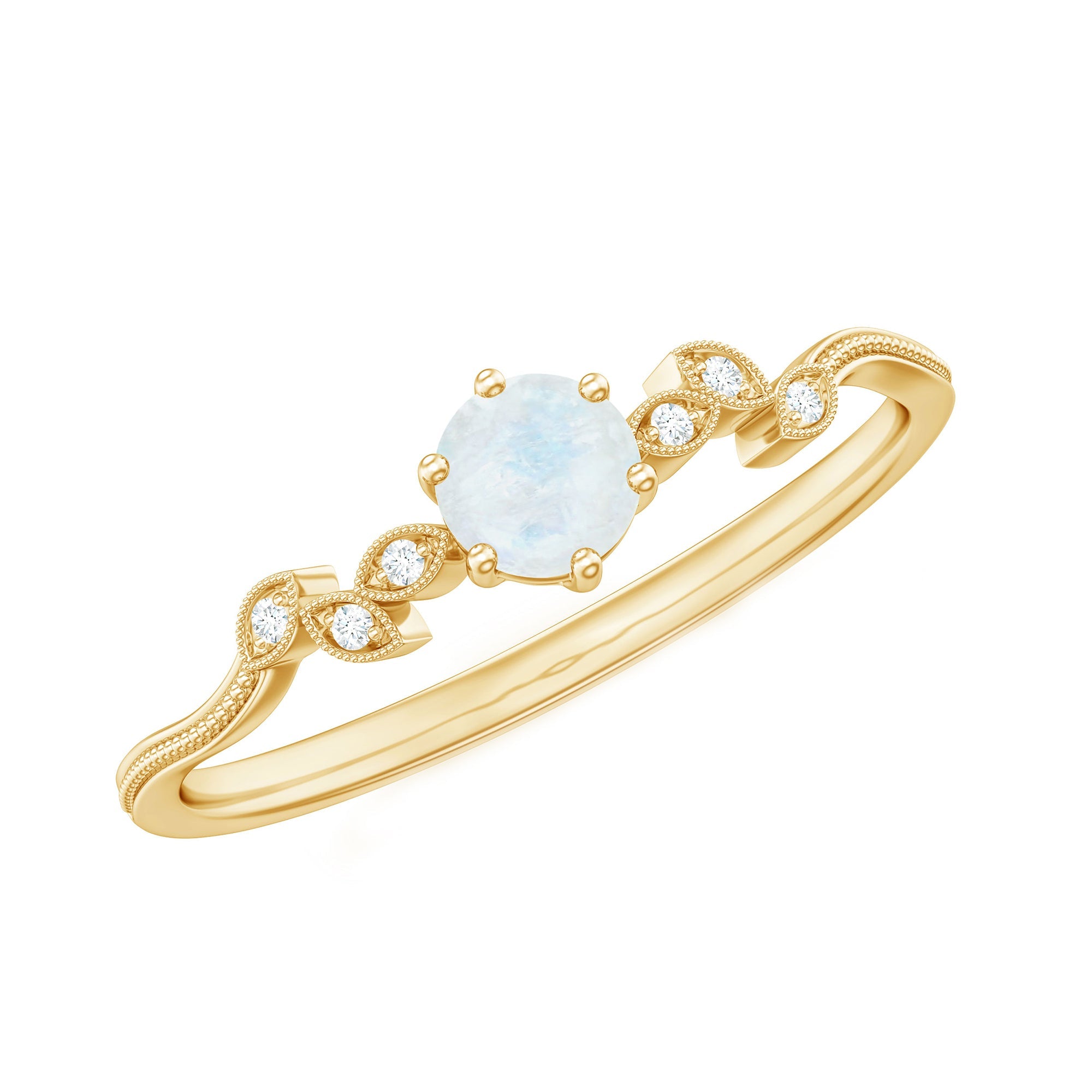 Nature Inspired Moonstone Diamond Promise Ring for Women | Rings | Wiccan Center