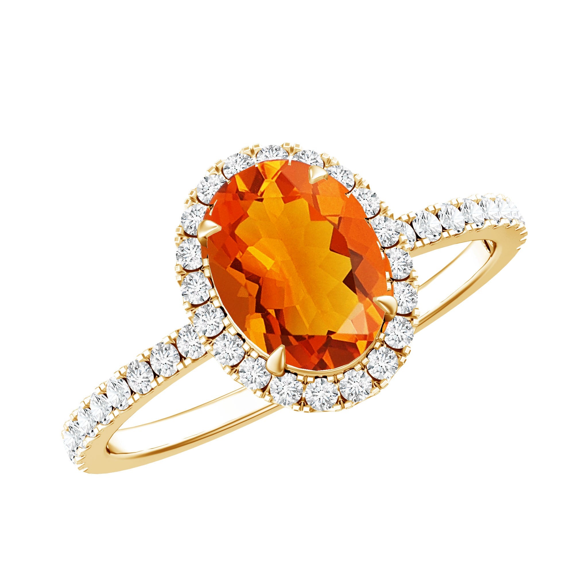 Oval 1 Carat Fire Opal Engagement Ring with Diamond Halo | Rings | Wiccan Center