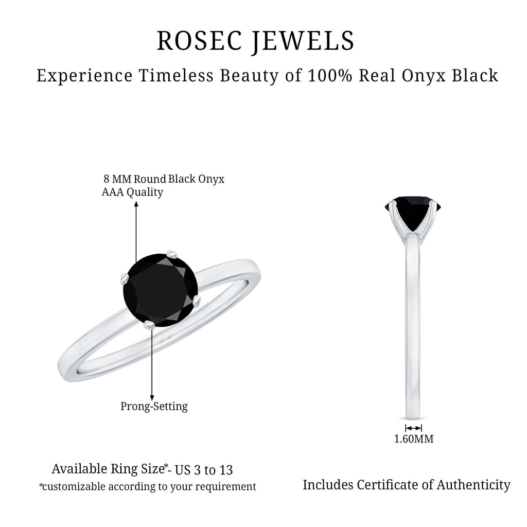 Natural 2 Carat Black Onyx Engagement Ring For Women