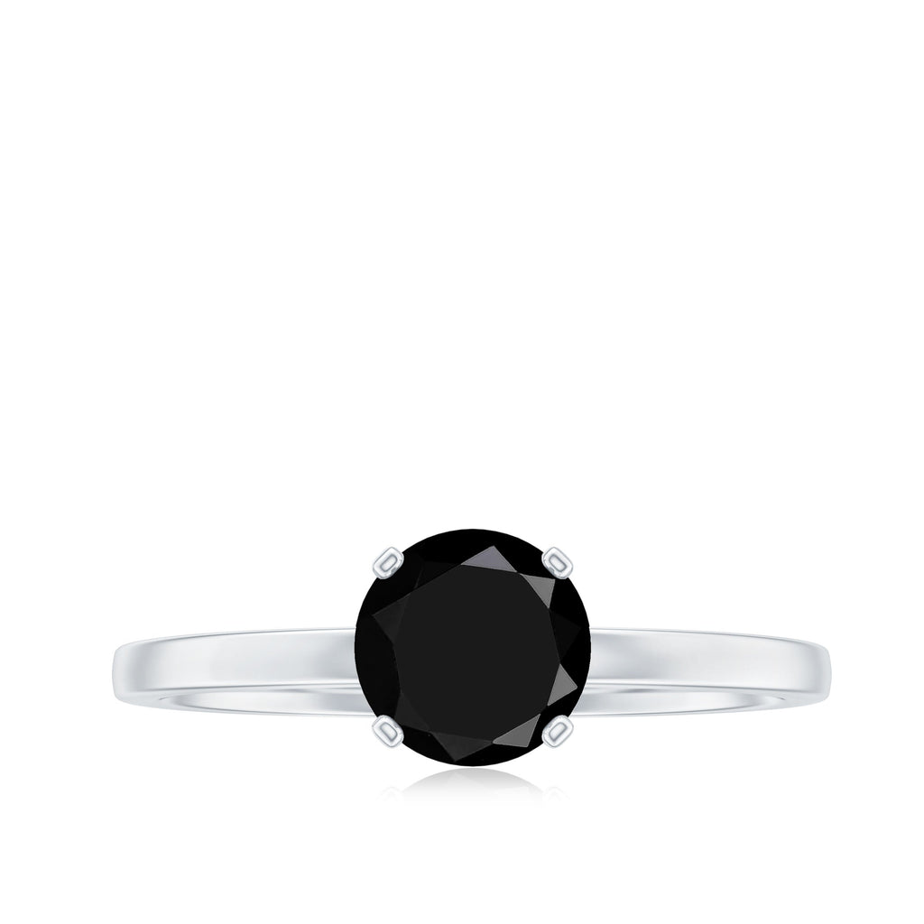 Natural 2 Carat Black Onyx Engagement Ring For Women