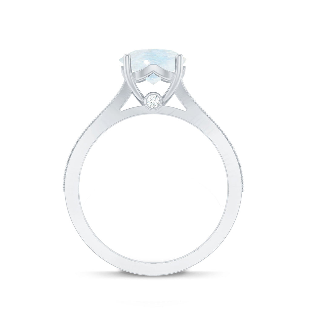 Designer Moonstone Engagement Ring with Diamond Side Stones