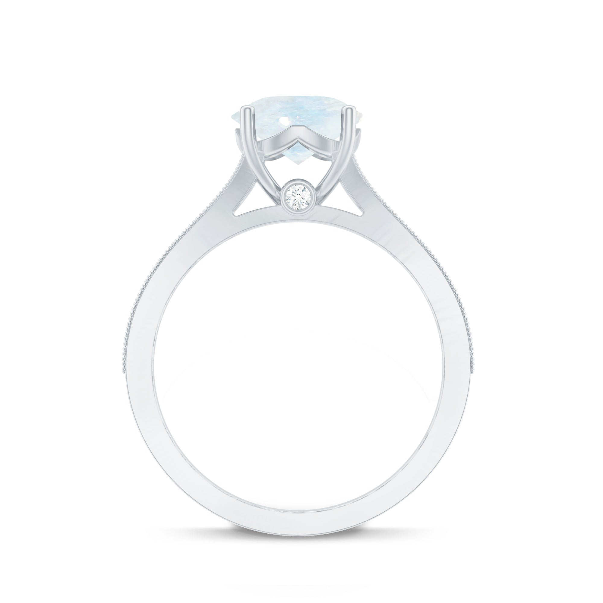 Designer Moonstone Engagement Ring with Diamond Side Stones
