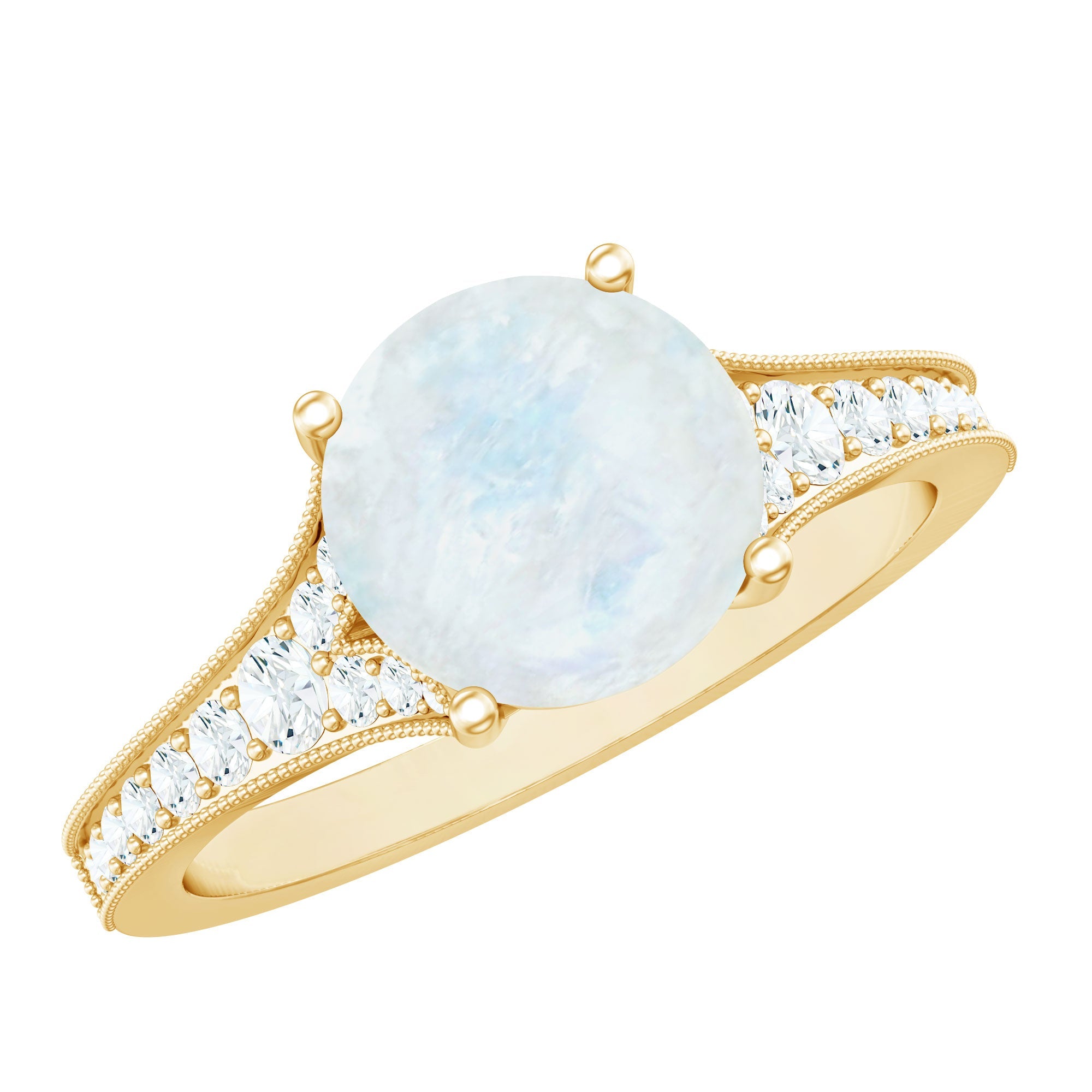 Designer Moonstone Engagement Ring with Diamond Side Stones | Rings | Wiccan Center