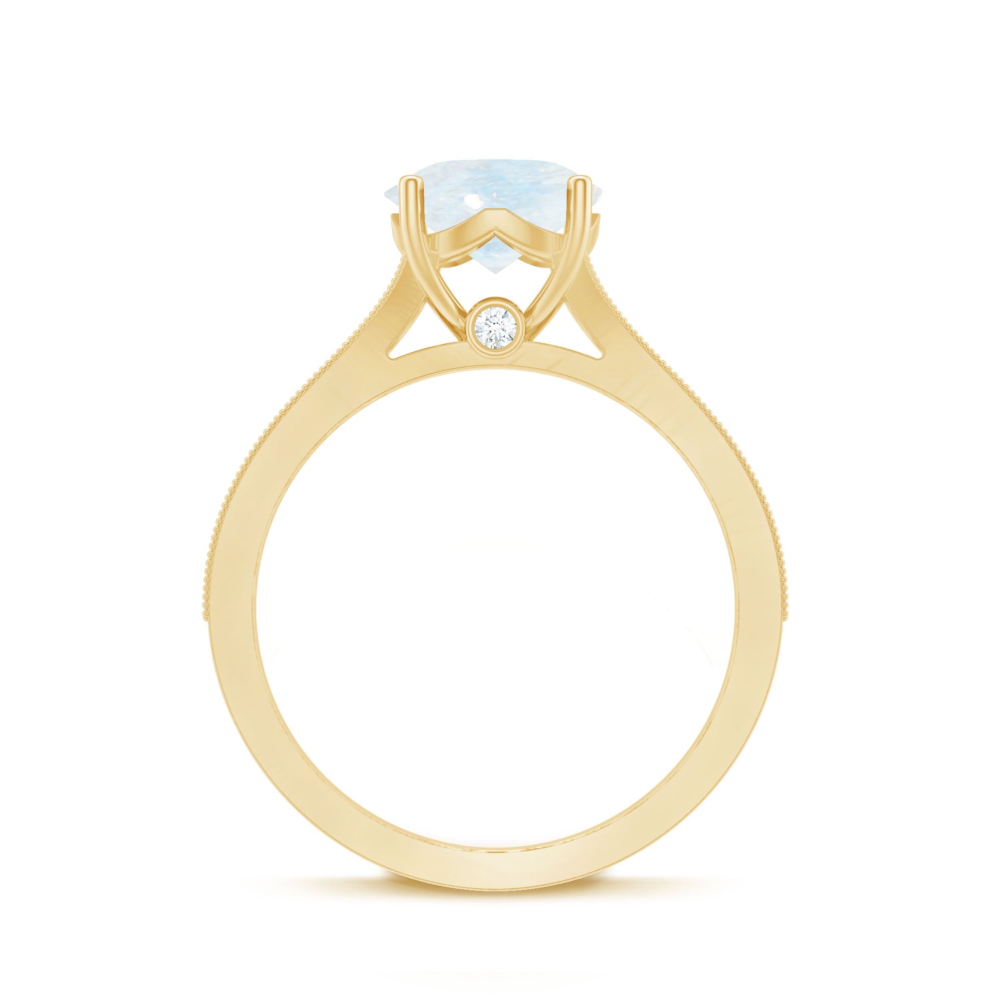 Designer Moonstone Engagement Ring with Diamond Side Stones