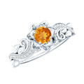 Nature Inspired Citrine Flower Engagement Ring with Diamond