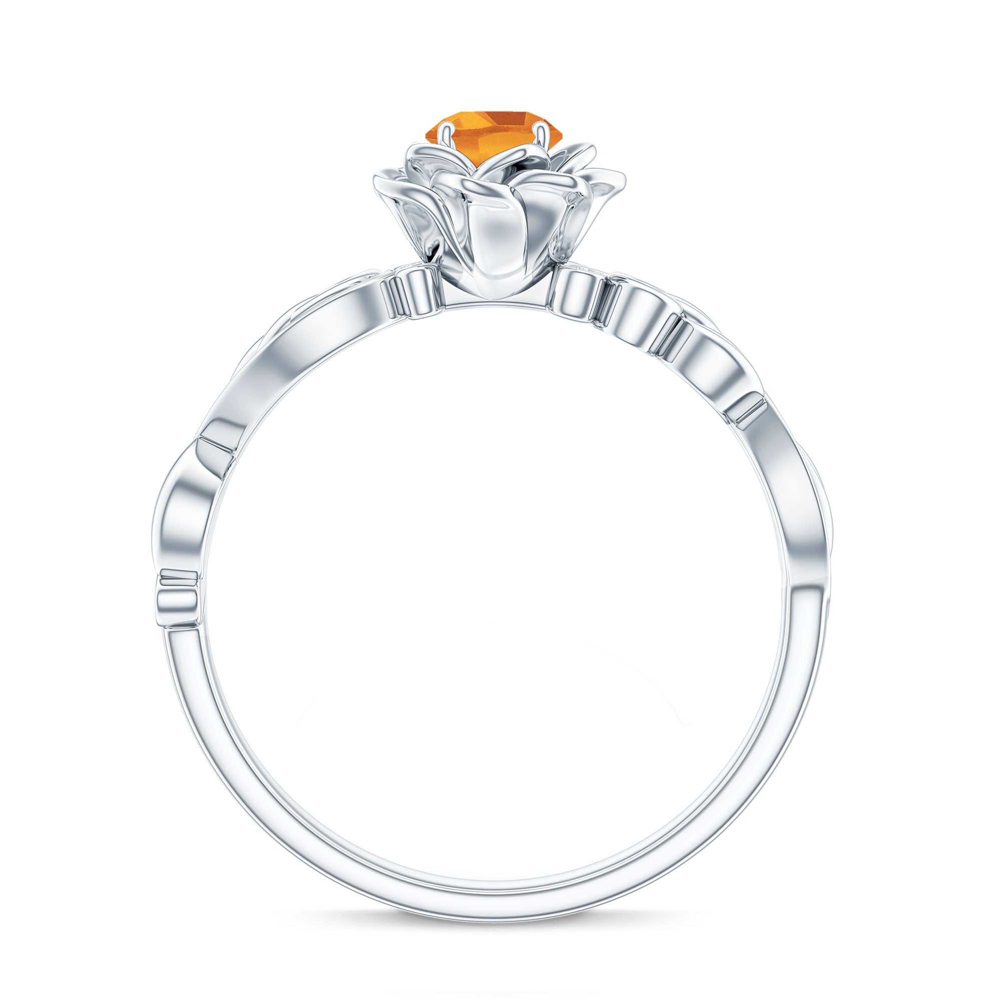 Nature Inspired Citrine Flower Engagement Ring with Diamond
