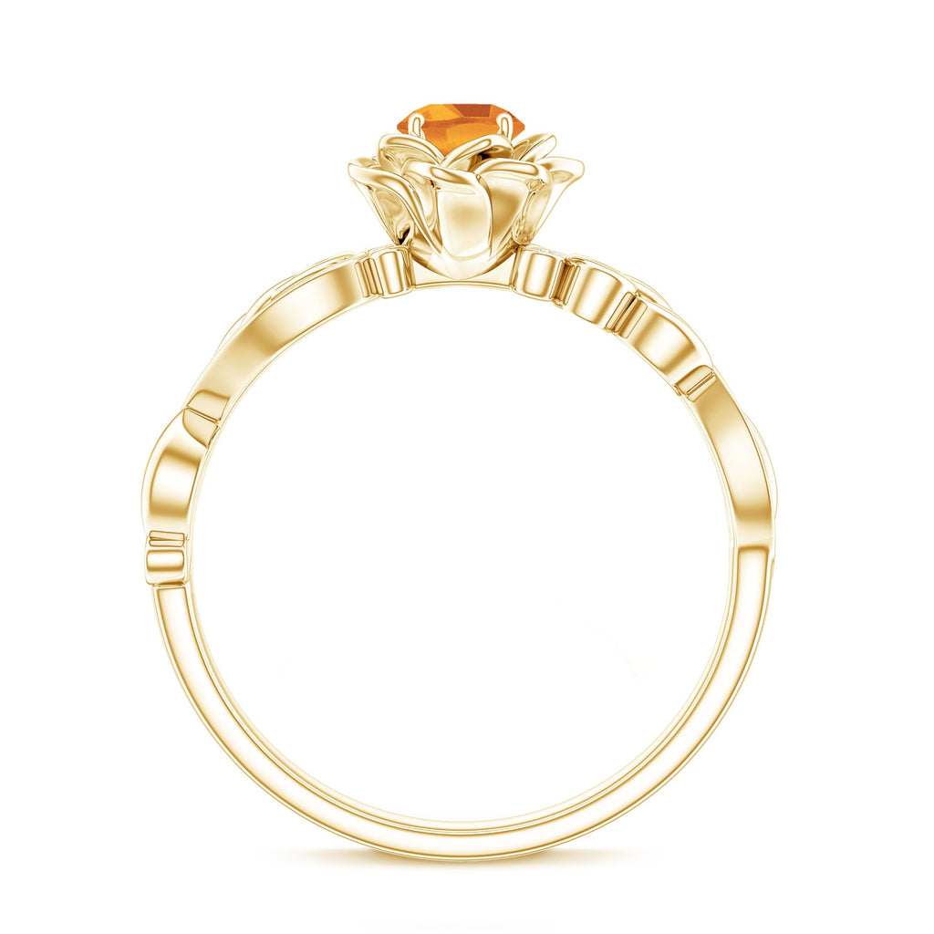 Nature Inspired Citrine Flower Engagement Ring with Diamond