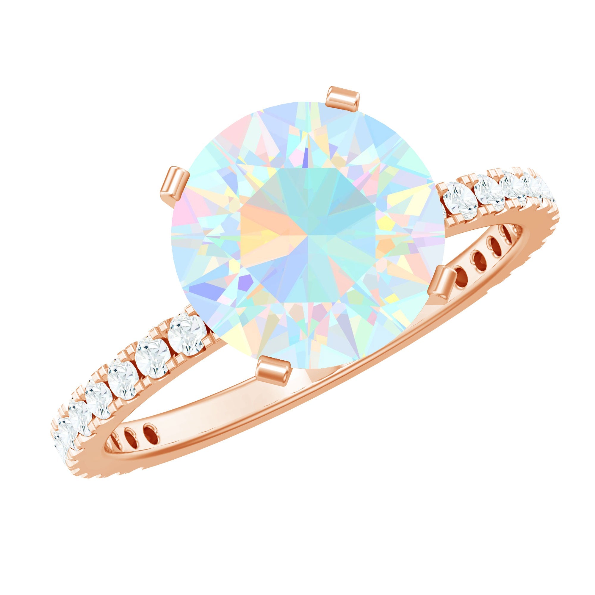 2 Carat Ethiopian Rainbow Opal Diamond Engagement Ring with Certificate | Rings | Wiccan Center