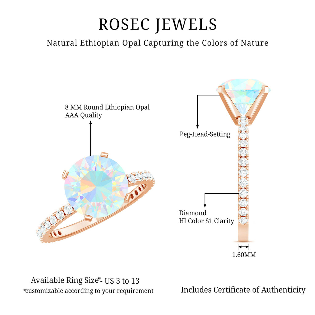 2 Carat Ethiopian Rainbow Opal Diamond Engagement Ring with Certificate
