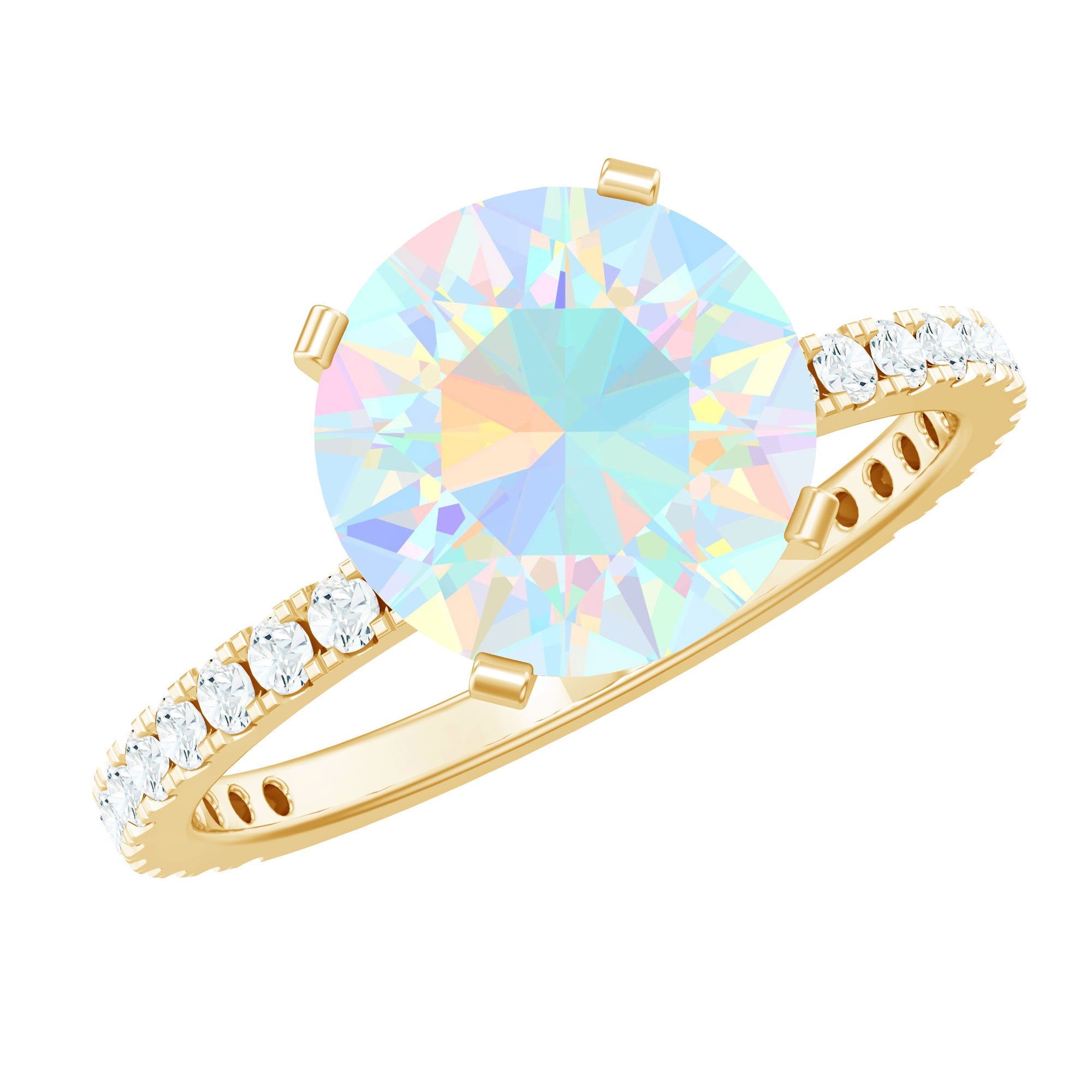 2 Carat Ethiopian Rainbow Opal Diamond Engagement Ring with Certificate | Rings | Wiccan Center