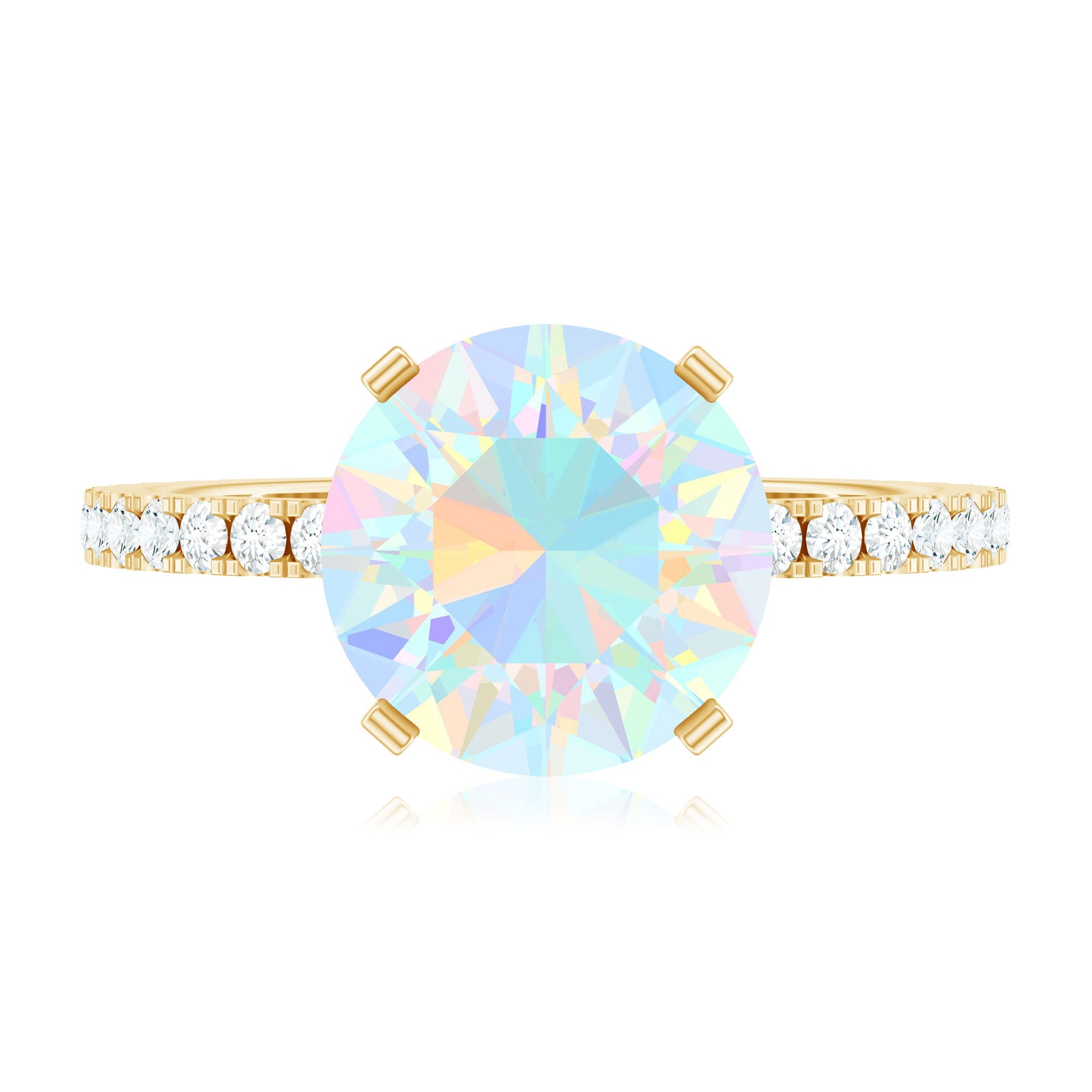 2 Carat Ethiopian Rainbow Opal Diamond Engagement Ring with Certificate