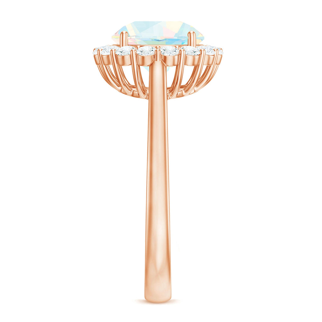 Certified Real 2 Carat Ethiopian Rainbow Opal Engagement Ring with Diamond Halo
