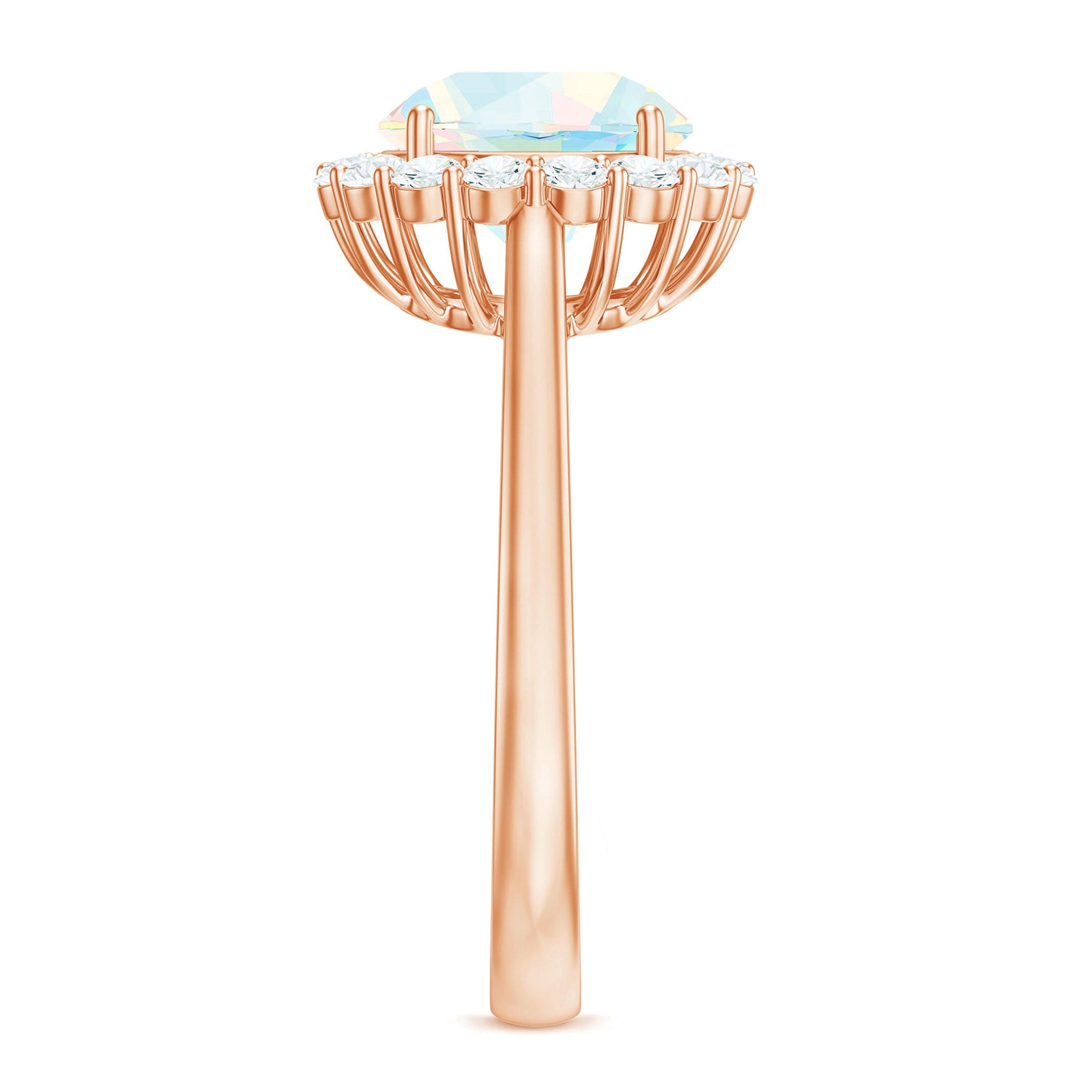 Certified Real 2 Carat Ethiopian Rainbow Opal Engagement Ring with Diamond Halo