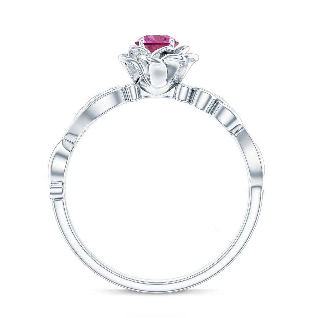 Nature Inspired Pink Tourmaline and Diamond Engagement Ring