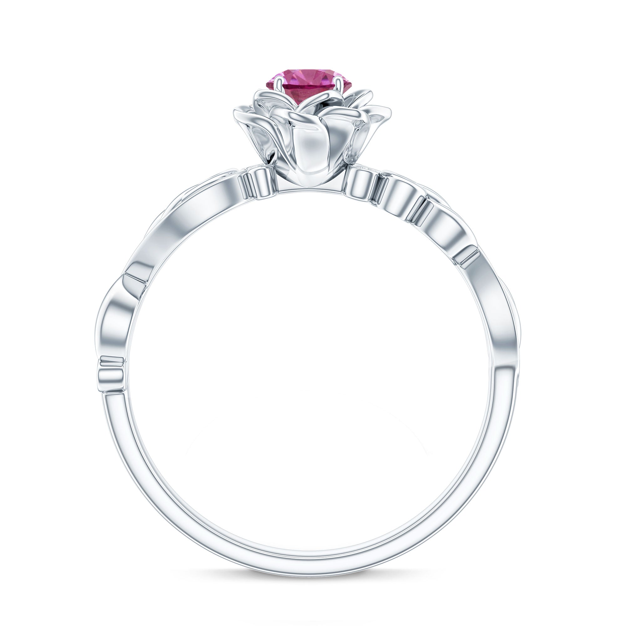 Nature Inspired Pink Tourmaline and Diamond Engagement Ring