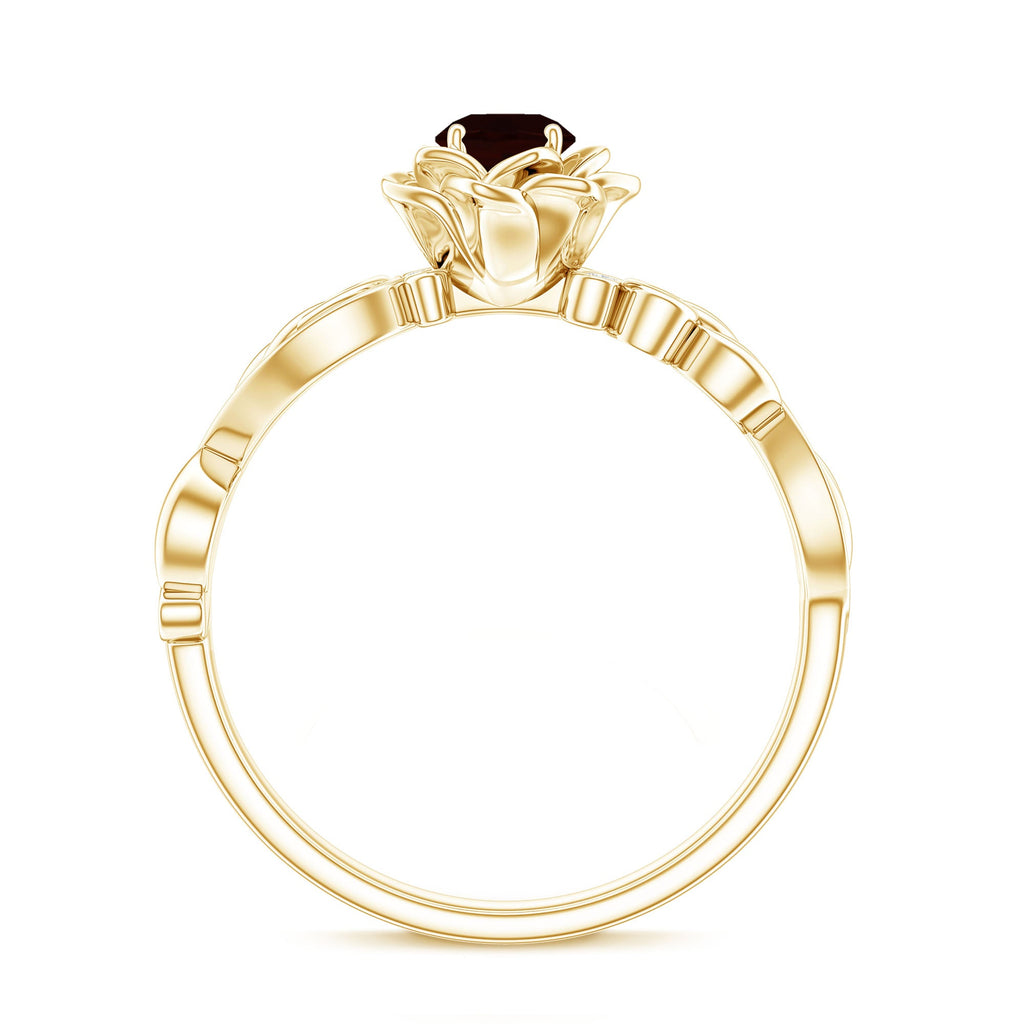 Certified Natural Garnet Rose Flower Engagement Ring with Diamond
