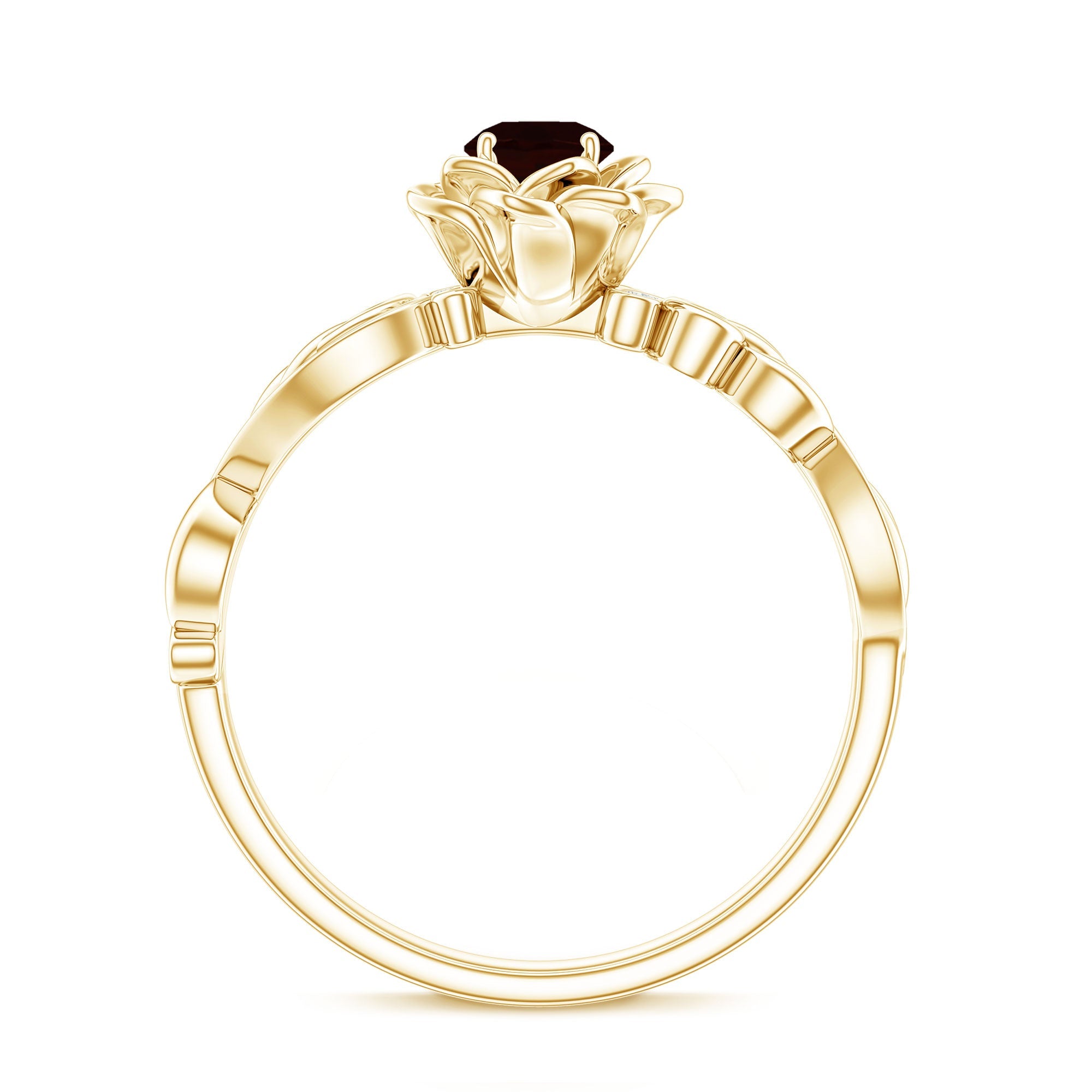 Certified Natural Garnet Rose Flower Engagement Ring with Diamond