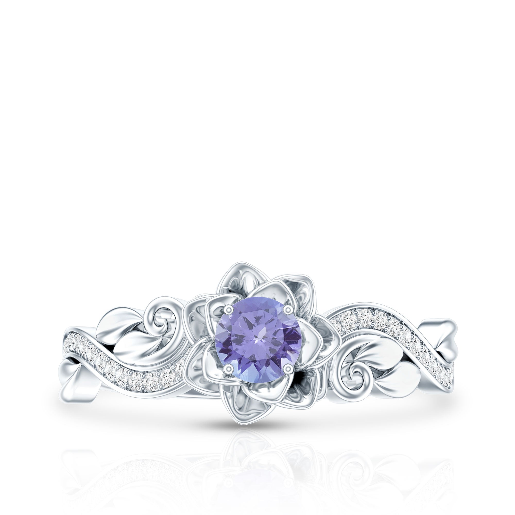 Nature Inspired Tanzanite Engagement Ring with Diamond