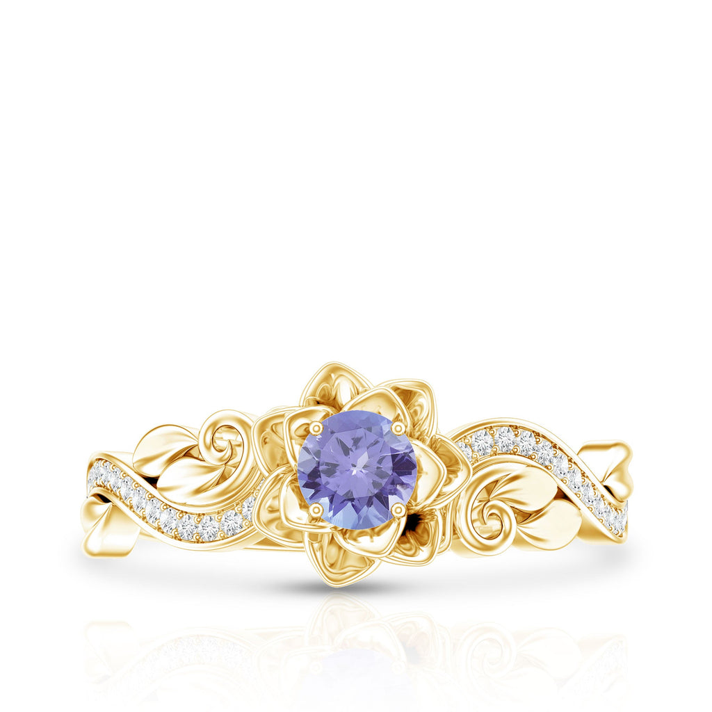 Nature Inspired Tanzanite Engagement Ring with Diamond