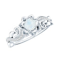Natural Moonstone Rose Flower Engagement Ring With Diamond