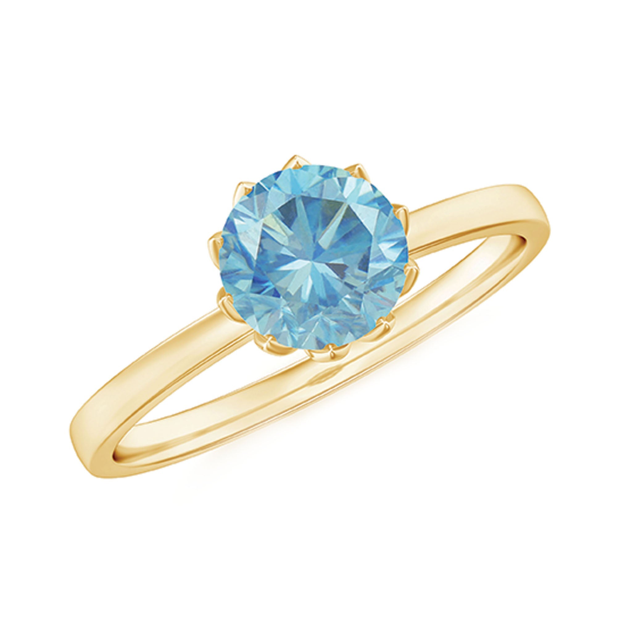 0.8 Carat Round Cut Aquamarine Solitaire Engagement Ring | Rings | Wiccan Center