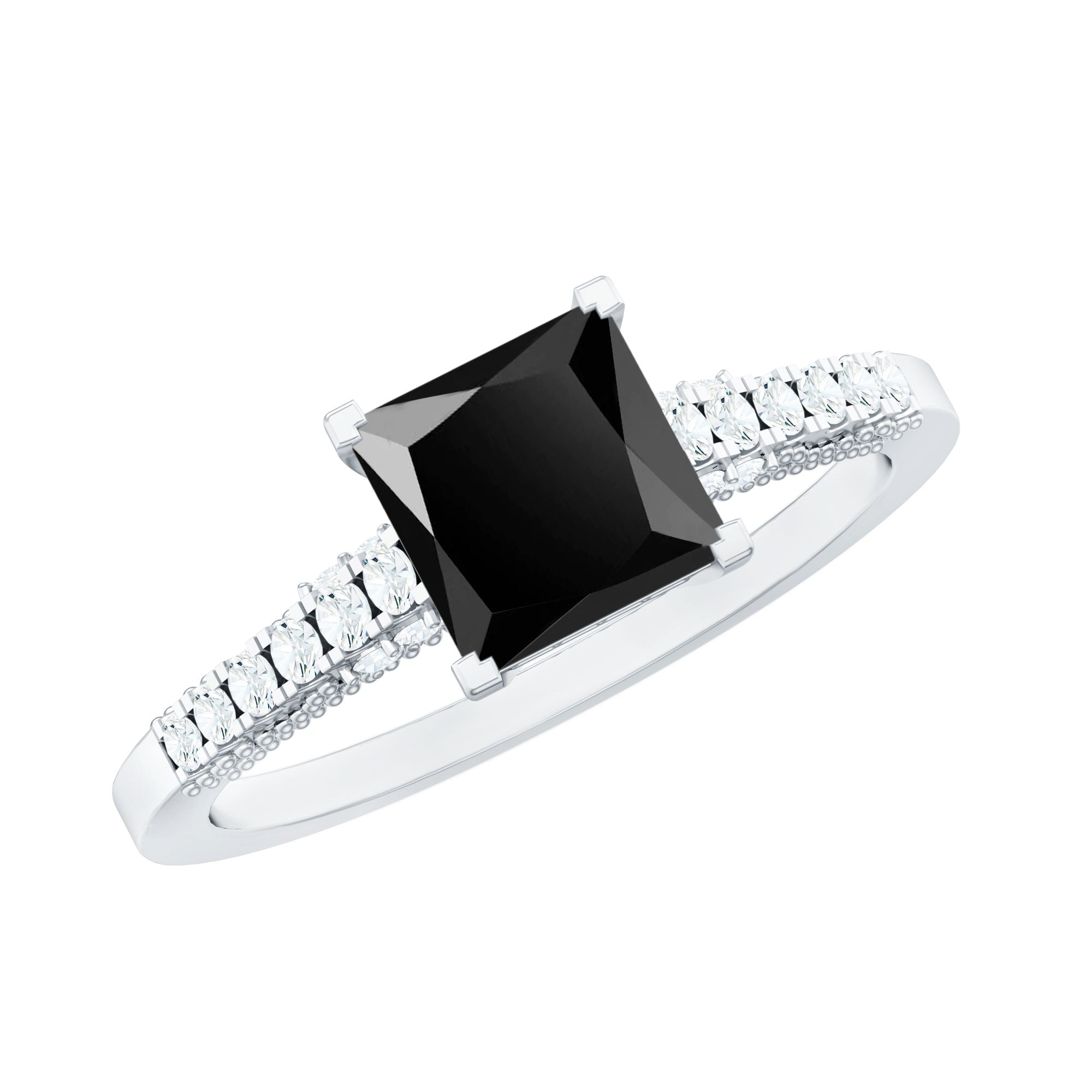 Vintage Inspired 1 Carat Lab Created Black and White Diamond Engagement Ring