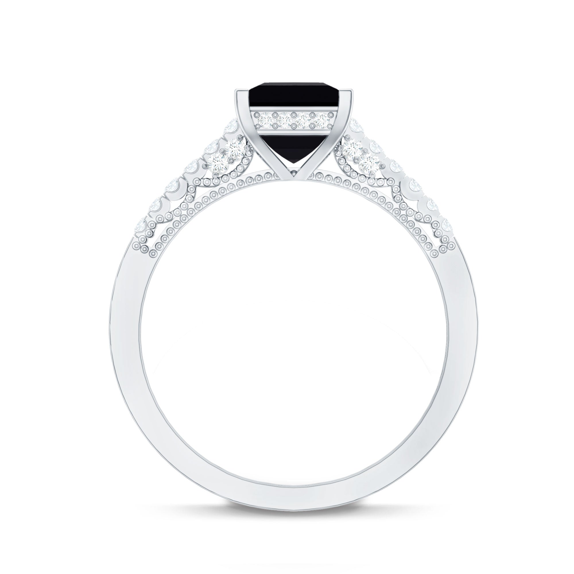 Vintage Inspired 1 Carat Lab Created Black and White Diamond Engagement Ring
