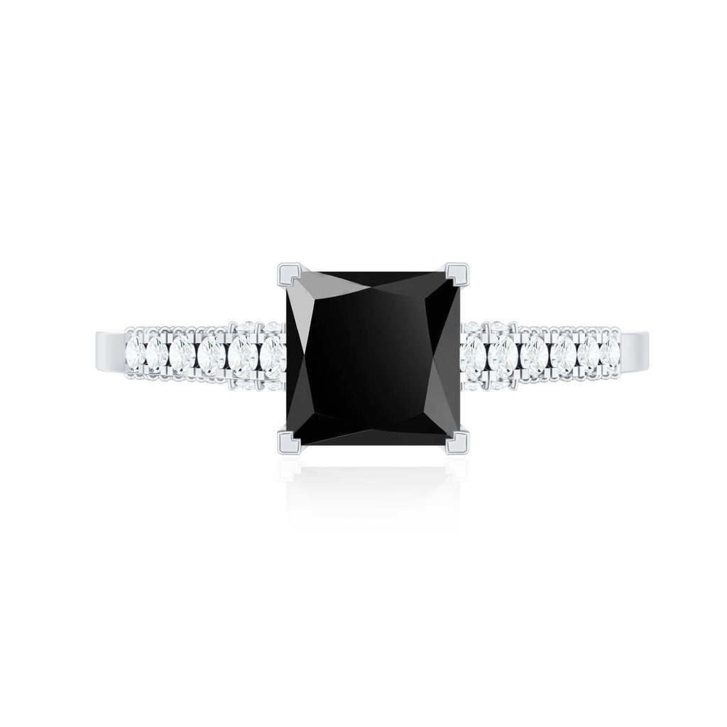 Vintage Inspired 1 Carat Lab Created Black and White Diamond Engagement Ring