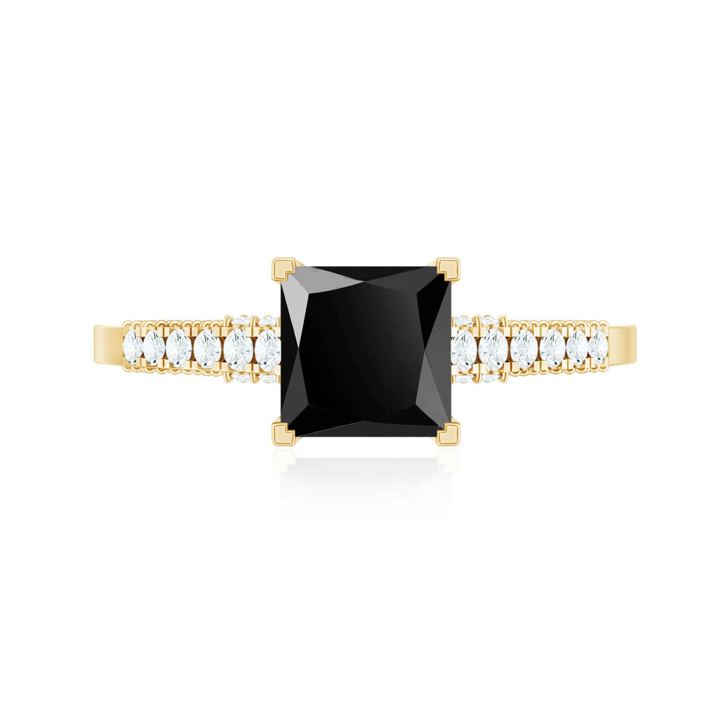 Vintage Inspired 1 Carat Lab Created Black and White Diamond Engagement Ring