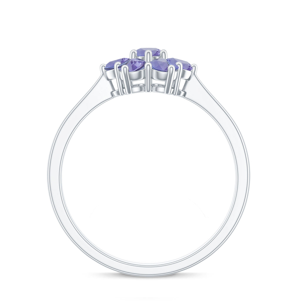 Natural Tanzanite Flower Cluster Engagement Ring