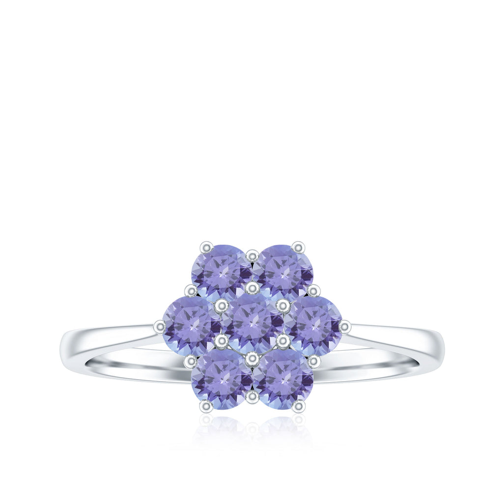 Natural Tanzanite Flower Cluster Engagement Ring