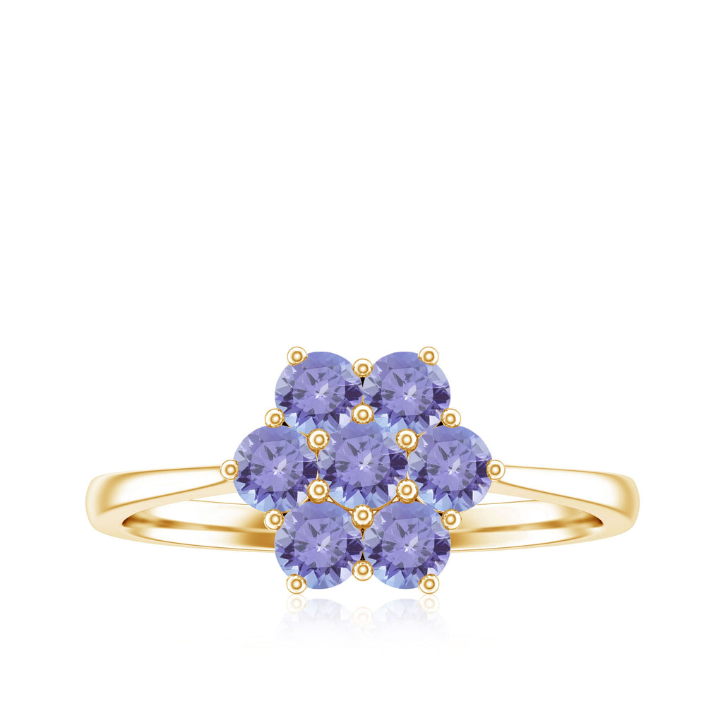 Natural Tanzanite Flower Cluster Engagement Ring