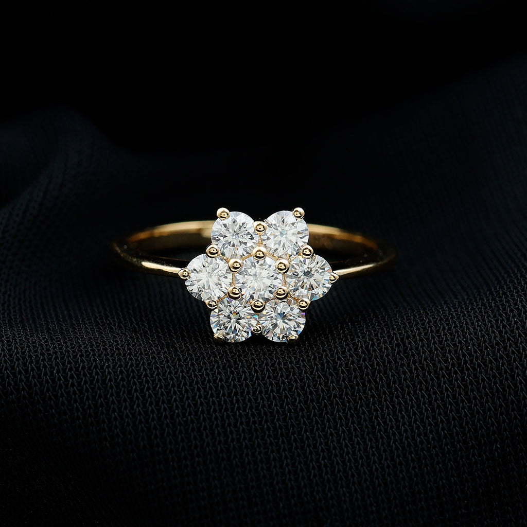 Natural Diamond Flower Cluster Engagement Ring for Women