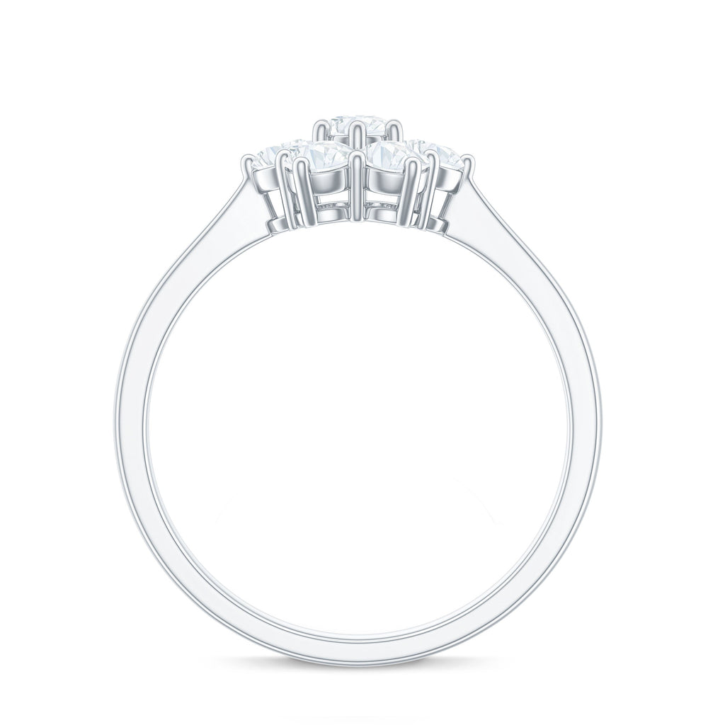 Round Shape Moissanite Cluster Flower Engagement Ring