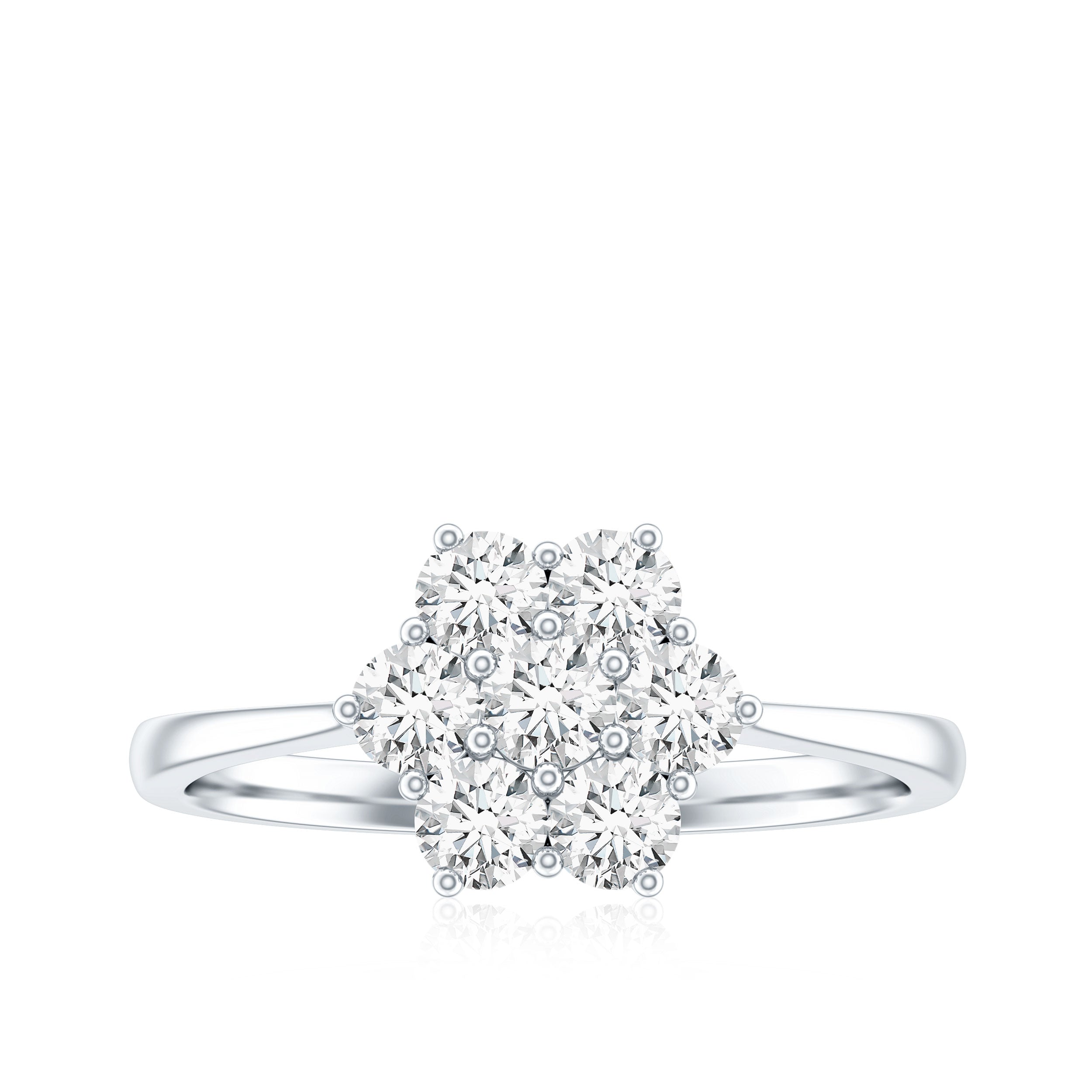 Round Shape Moissanite Cluster Flower Engagement Ring