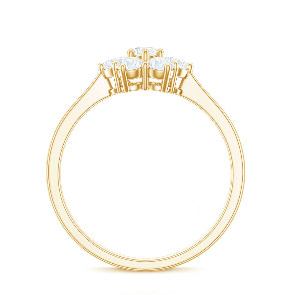 Round Shape Moissanite Cluster Flower Engagement Ring