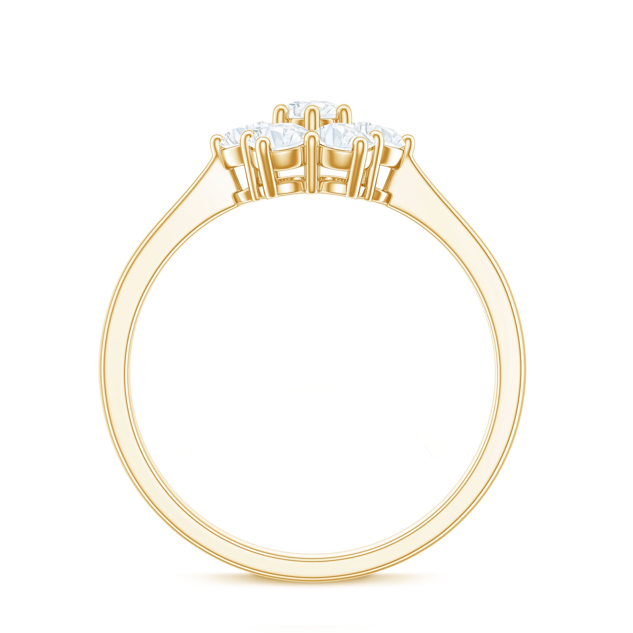 Round Shape Moissanite Cluster Flower Engagement Ring