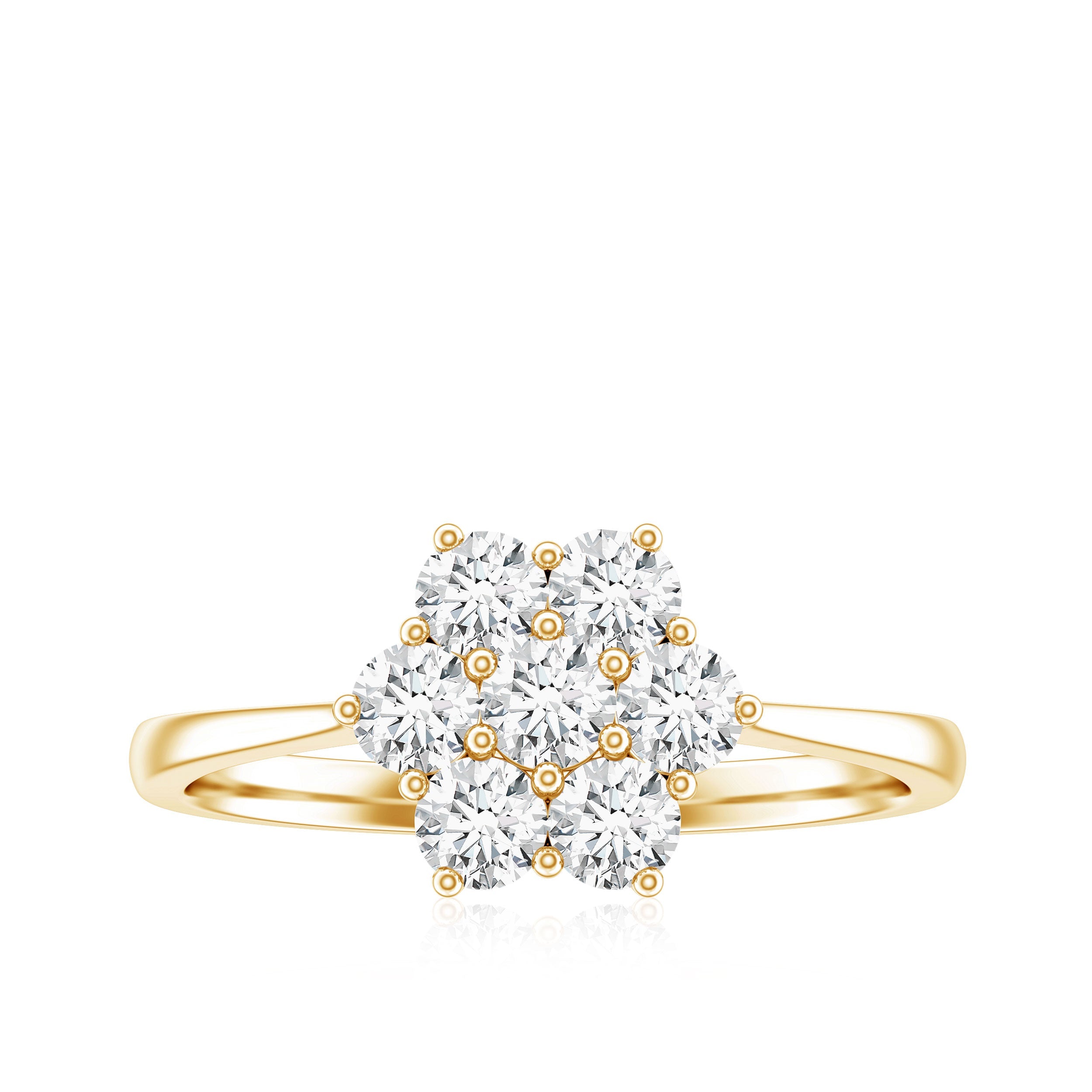 Round Shape Moissanite Cluster Flower Engagement Ring