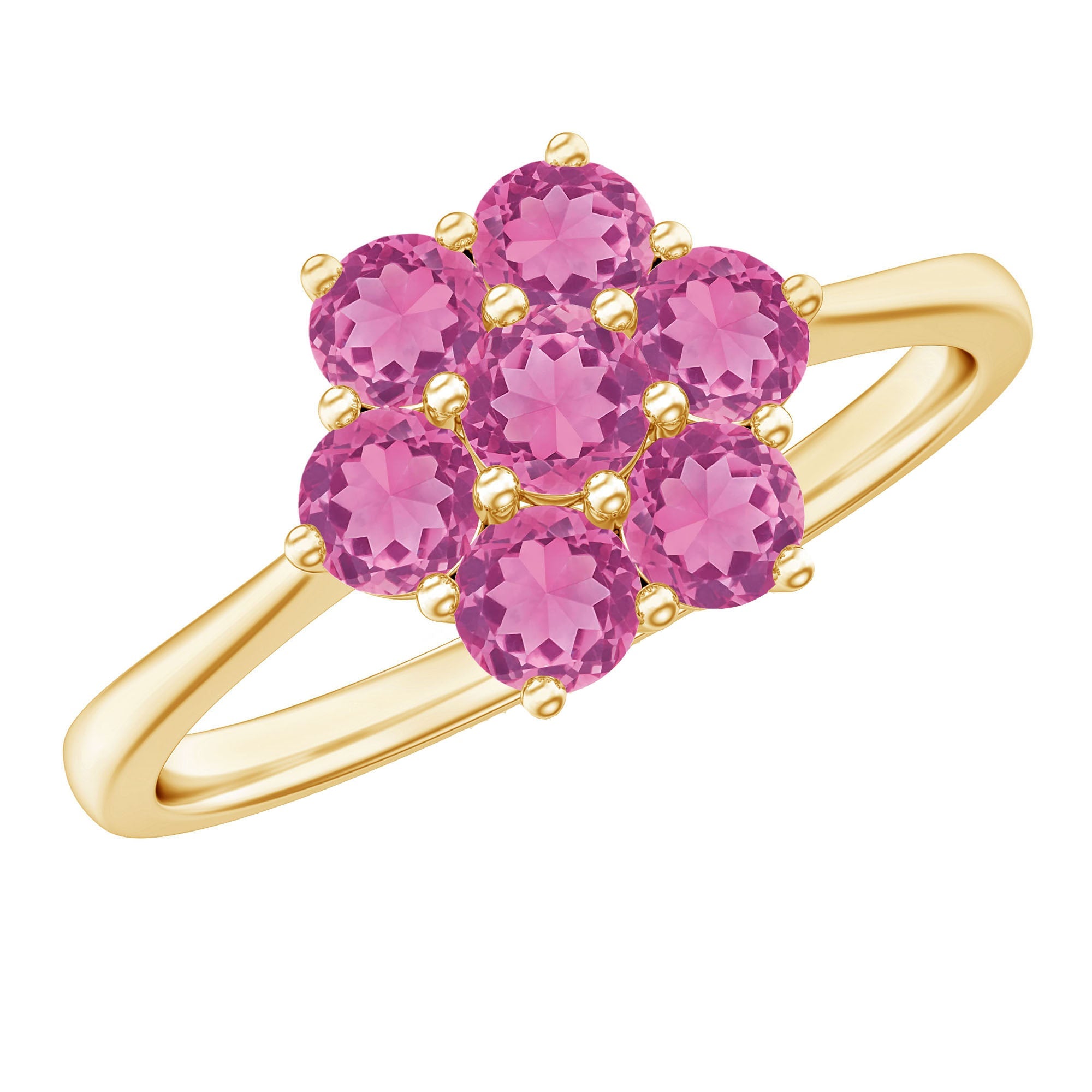 Round Shape Pink Tourmaline Flower Engagement Ring | Rings | Wiccan Center