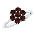 Natural Garnet Flower Cluster Engagement Ring