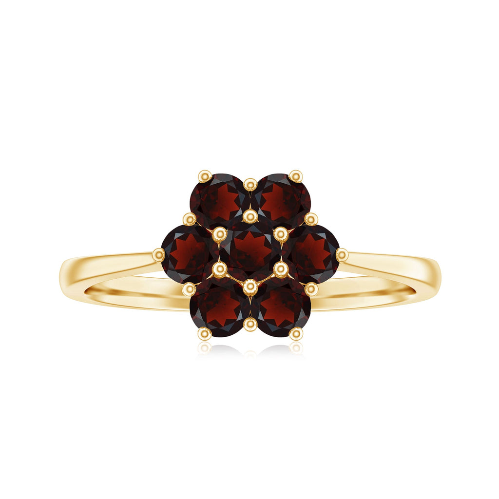 Natural Garnet Flower Cluster Engagement Ring