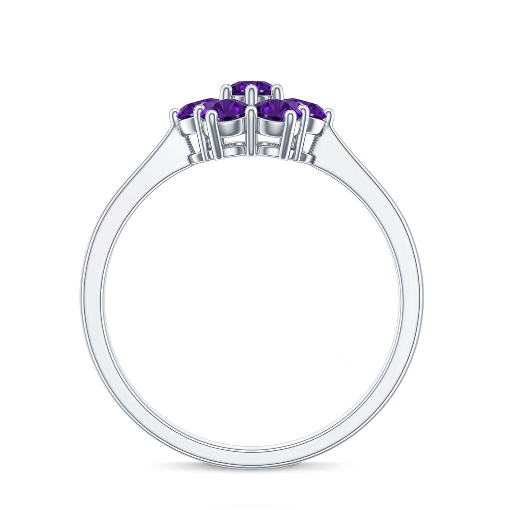 Round Shape Amethyst Cluster Flower Ring for Women