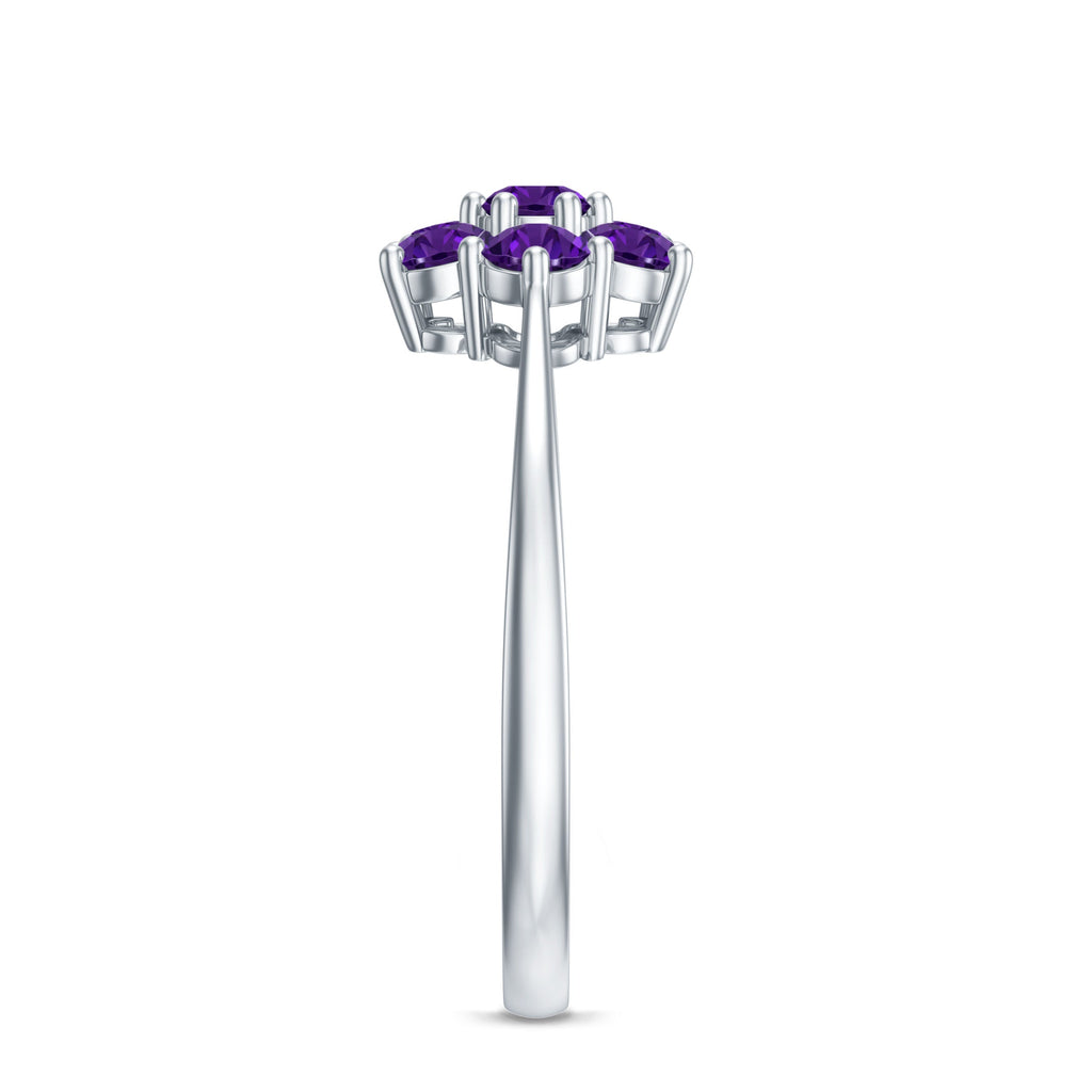 Round Shape Amethyst Cluster Flower Ring for Women